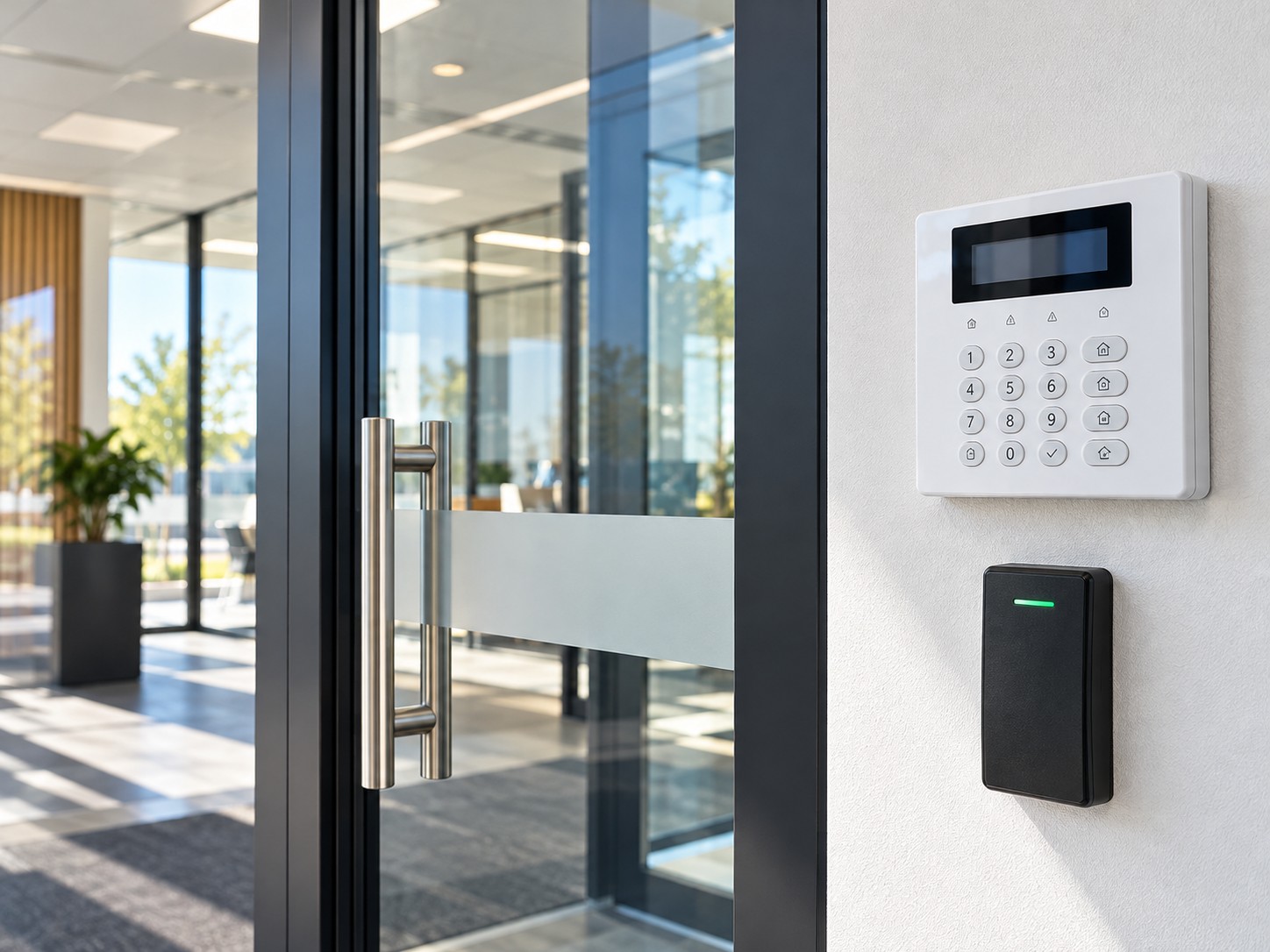 Security alarm keypad and door access reader